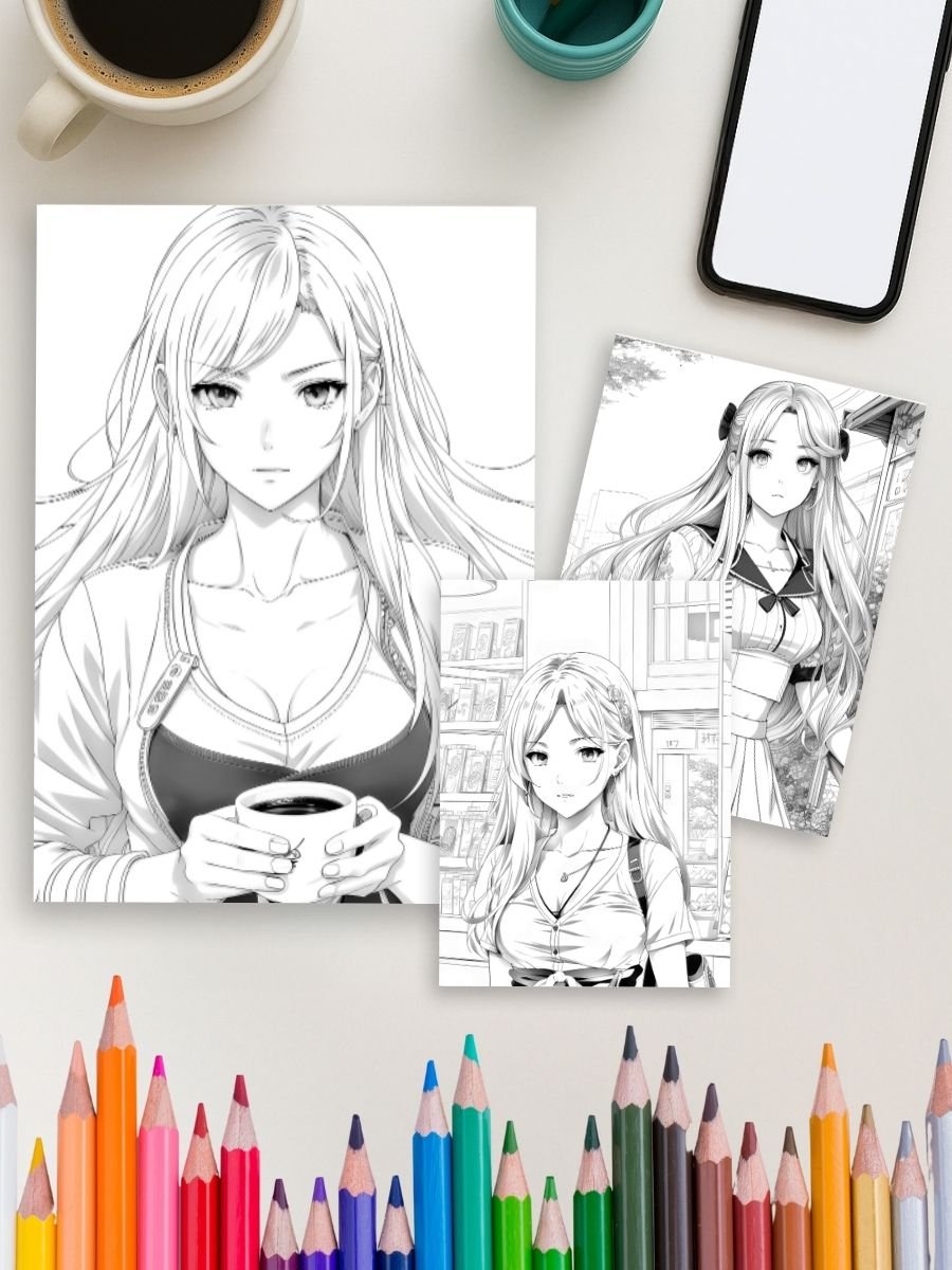 Anime Dream World – 93 Cute Anime Girl Coloring Pages - Image 4
