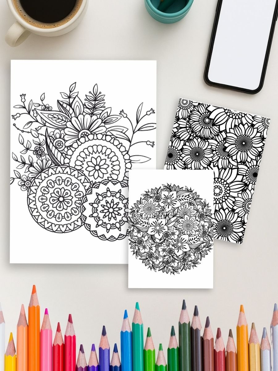 Floral Flow – 213 Mandala Flower Coloring Pages - Image 4