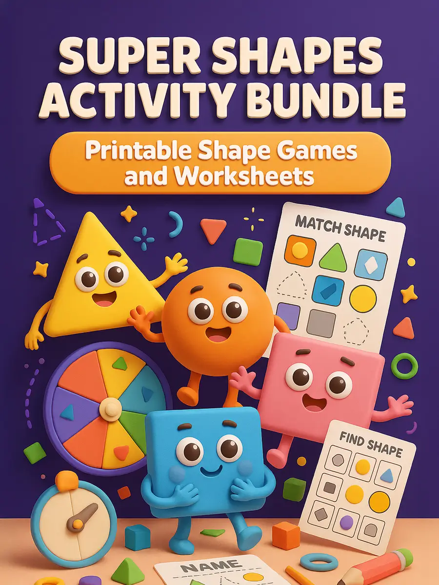 Super Shapes Activity Bundle – 456 Pages of Printable Shape Games and Worksheets